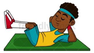 Black Man Doing Pilates With Gym Ball Cartoon Vector Clipart