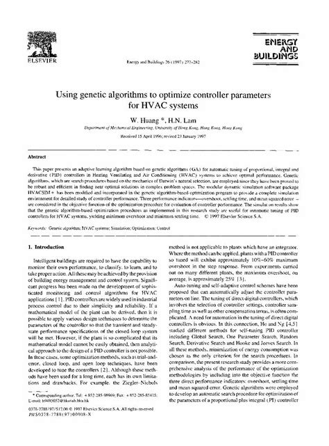 Pdf Using Genetic Algorithms To Optimize Controller Parameters For