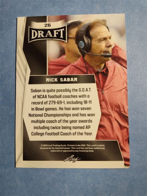 2023 Leaf Draft 26 Nick Saban For Sale Online EBay