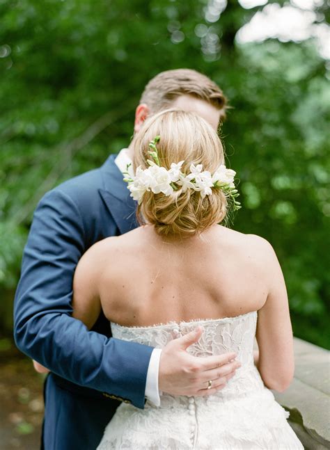 Romantic Updo With Fresh Freesia Flowers