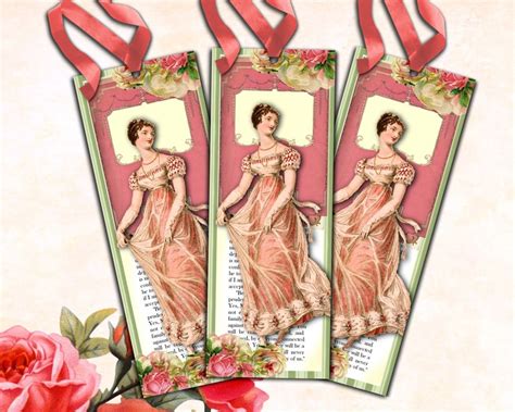 Jane Austen Regency Style Bookmarks, Jane Austen Gifts, Printable ...