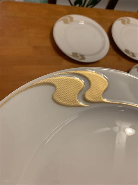 Vtg Gold Trimmed White Rosenthal Studio Line Asimmetria Dinner Plates