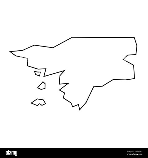 Guinea Bissau Country Thin Black Outline Silhouette Simplified Map