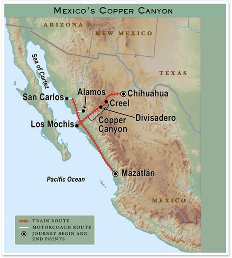 Route Map Mexicos Copper Canyon Train Journey