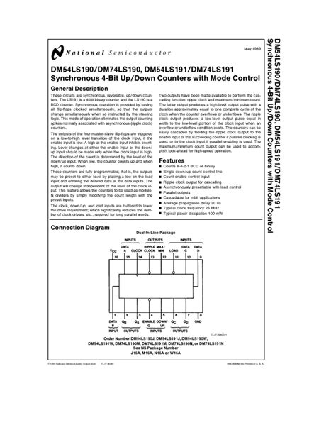 Dm Ls Datasheet Synchronous Bit Up Down Counters