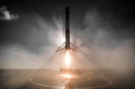 SpaceX Falcon 9 1st stage landing on a barge in the Pacific Ocean : r/space