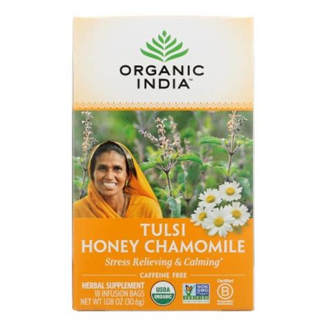 Organic India Tulsi Tea Honey Chamomile 18 Tea Bags Case Of 6 Case