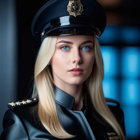 Blonde Woman In Black Latex Military Uniform Stable Diffusion Online