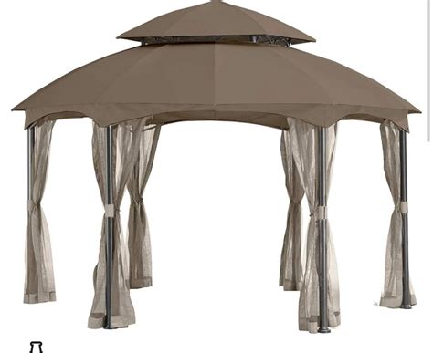 Replacement Canopy and Screen Set Hexagon Gazebo Brown Canopy Beige Sc ...