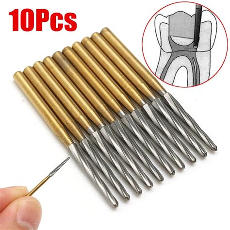 10 PCS Dental Titanium Tungsten Steel Burs Endodontic Drill For High