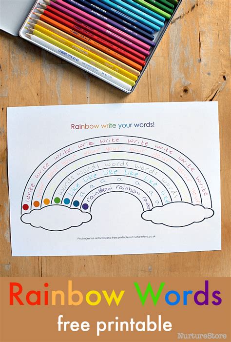 Free Printable Rainbow Writing Sheets Nurturestore