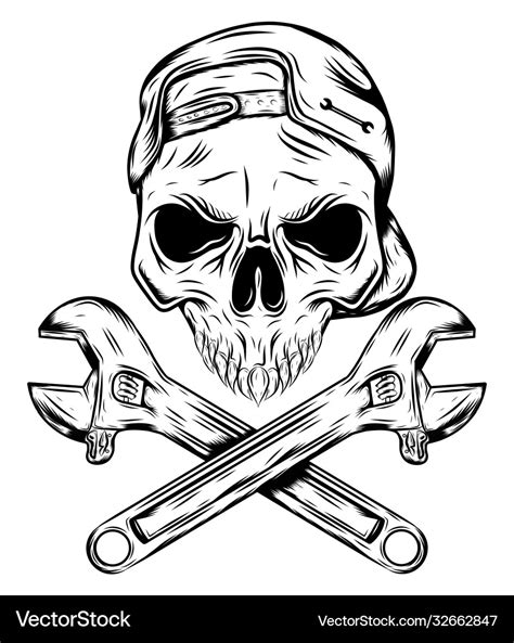 Wrench Skull Tattoo