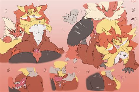 Rule 34 Anal Anal Sex Anthro Anus Ass Balls Blaziken Blush Breasts Delphox Female Heart Male