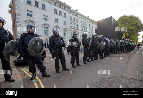 London England Uk Th Sep Riot Police Guard Iranian Embassy