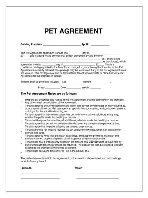 List Of Pet Policy Rental Agreement Template Rental Agreement