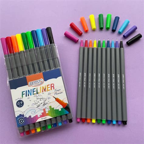 Caneta Colorida Ponta Fina Fineliner Brw Mm Cores B Sicas