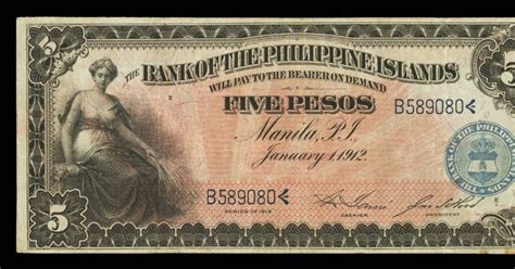 Philippines Banknotes 1912 5 Pesos Philippine Bank Noteworld Banknotes