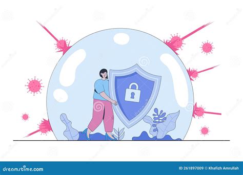 Immune System Concept Illustration With Shield Medical Shield