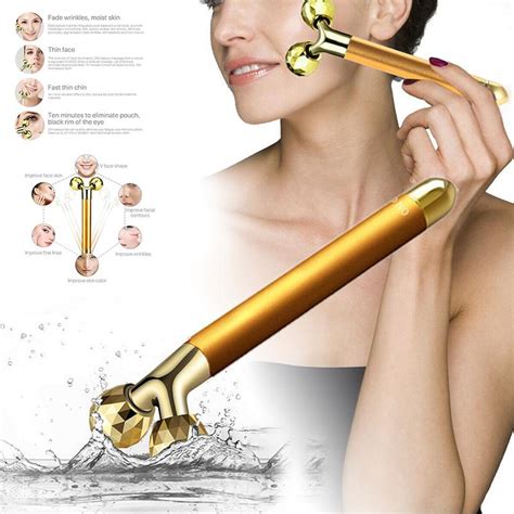 Buy Mayitr 3d 24k Gold Beauty Bar Facial Roller Face Massager Vibration Lift Skin Care At