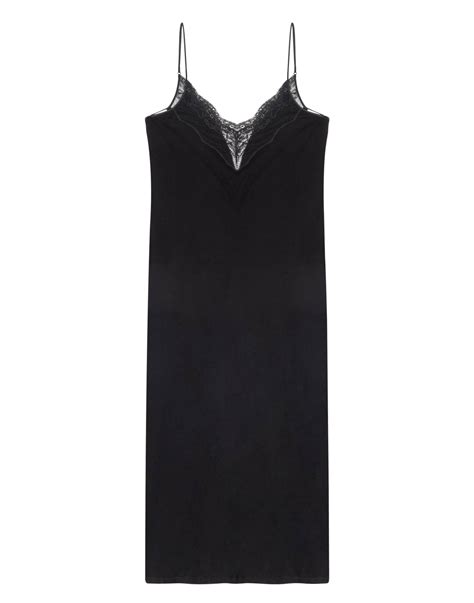 Nuisette Longue En Jersey Et Dentelle Noir Vivienne Noir Lingerie