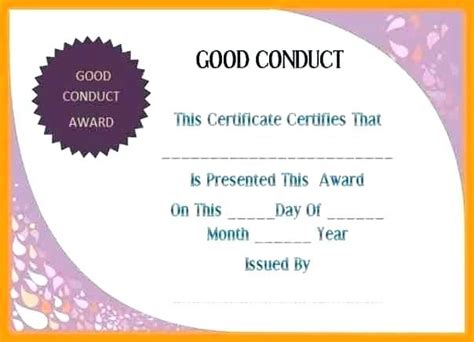 Good Conduct Certificate Template 1 Templates Example Templates Example Certificate