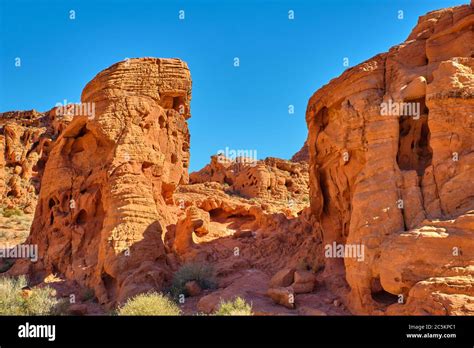 Rock Formations In Valley Of Fire State Park Nevada Usa Stock Photo