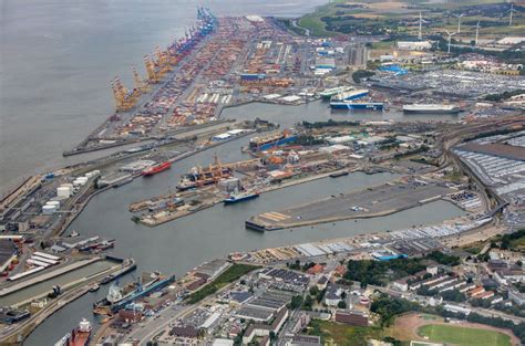 Bremerhaven from above - Container Terminal in the port of the international port in the ...