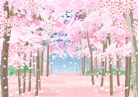 桜のトンネル桜じゅうたんの背景無料イラスト62409 素材good