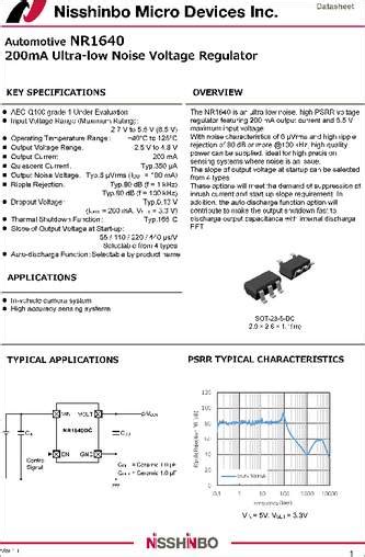 NR1640DC280AE1Q Datasheet Nisshinbo NR1640 Ultra Low Noise Voltage