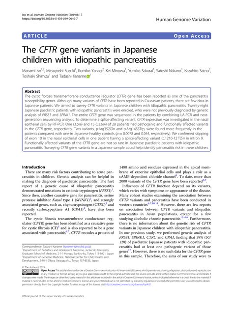 (PDF) The CFTR gene variants in Japanese children with idiopathic ...