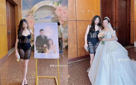 Cô gái diện đồ như mặc bikini đi đám cưới còn thản nhiên làm điều này với cô dâu