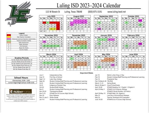 2023 2024 LISD Calendar Luling Independent School District