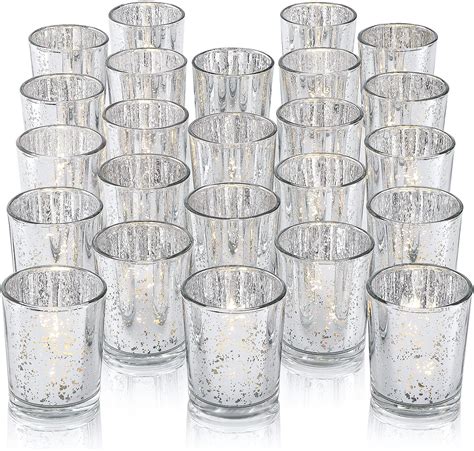 Darjen 24pcs Silver Votive Candle Holders For Table