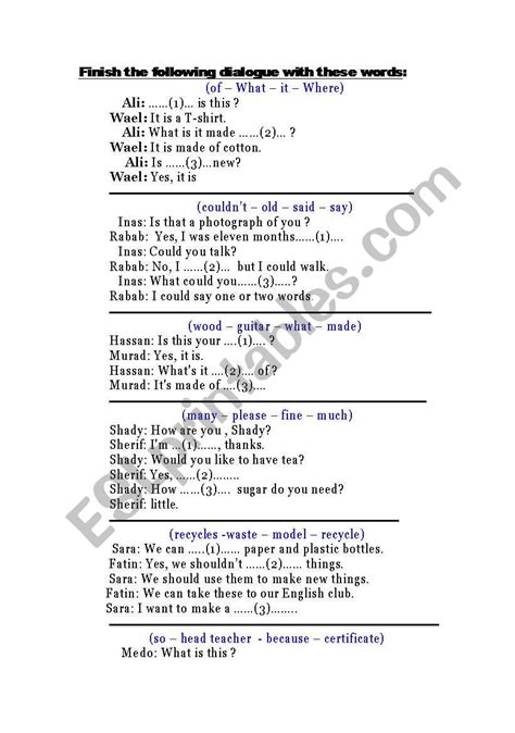 Mini Dialogues Esl Worksheet By English Break