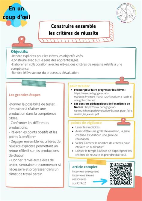 Construire Ensemble Les Criteres De Reussite Ota Ensemble