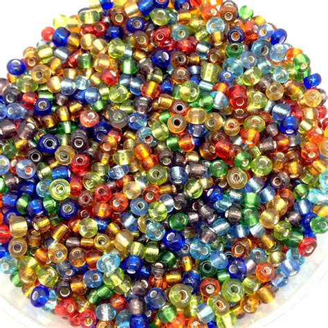 100g Mixed Silver Lined Glass Seed Beads Choose Size 6 8 110 4 3