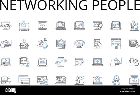 Networking People Line Icons Collection Meeting Friends Socializing