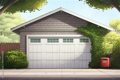 A Typical Garage Door Background A Typical American White Garage Door