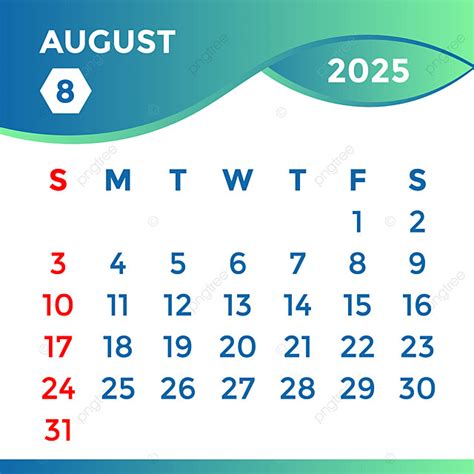 Kalender Bulan Agustus Vektor Templat Untuk Unduh Gratis Di Pngtree