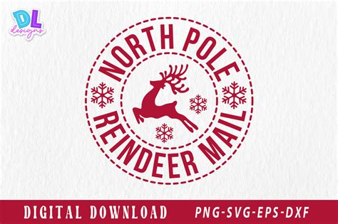 North Pole Reindeer Mail Stamp Graphic by DL designs · Creative Fabrica