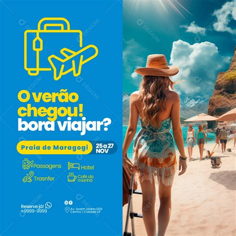 Social Media O Verão Chegou Bora Viajar PSD Editável download Designi