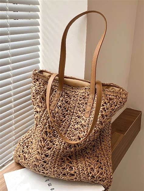 Bird In Bag Minimalist Braided Detail Straw Bag Women Tote Bags