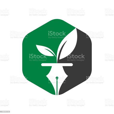 Leaf And Pen Logo Design Education And Writer Community Logo Stock Illustration Download Image