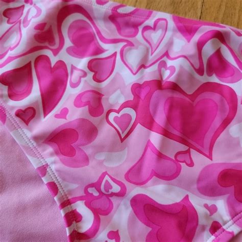 Wild Fable Swim Low Rise Cheeky Pink Heart Print Bikini Bottom Wild