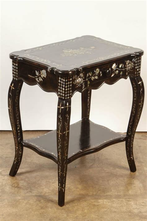 Pair Of French Colonial Rosewood And Mother Of Pearl Sidetables At 1stdibs