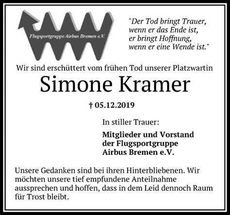 Traueranzeigen Von Simone Kramer Trauer Kreiszeitung De