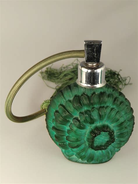 Bohemian Czech Art Deco Malachite Jade Glass Perfume Bottle Etsy