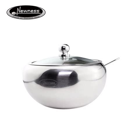 Newness Stainless Steel Sugar Bowl With Clear Lidfor Better