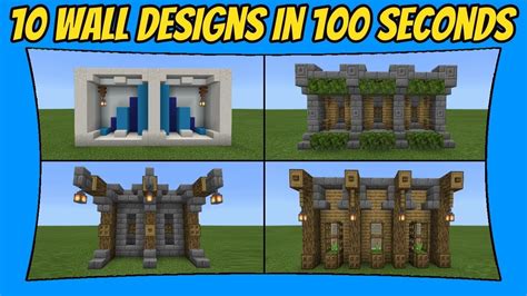 10 Minecraft Wall Designs In 100 Seconds [minecraft Bedrock Edition] [mcpe] Minecraft Wall