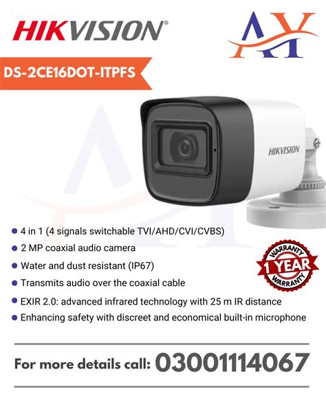 Hikvision Ds Ce Dot Itpfs Mp Audio Fixed Mini Bullet Camera Ay